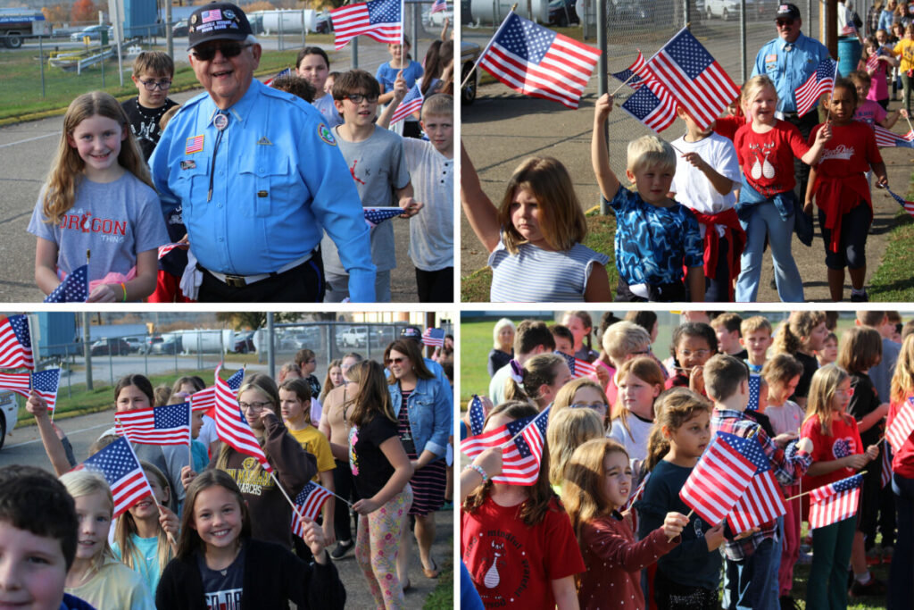 Veterans Day program collage.