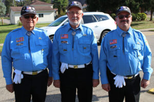 Pictured from left, at the GDES Veterans Day celebration, are Moundsville Honor Guard members James Lightner, Charles Rush and James Barlip